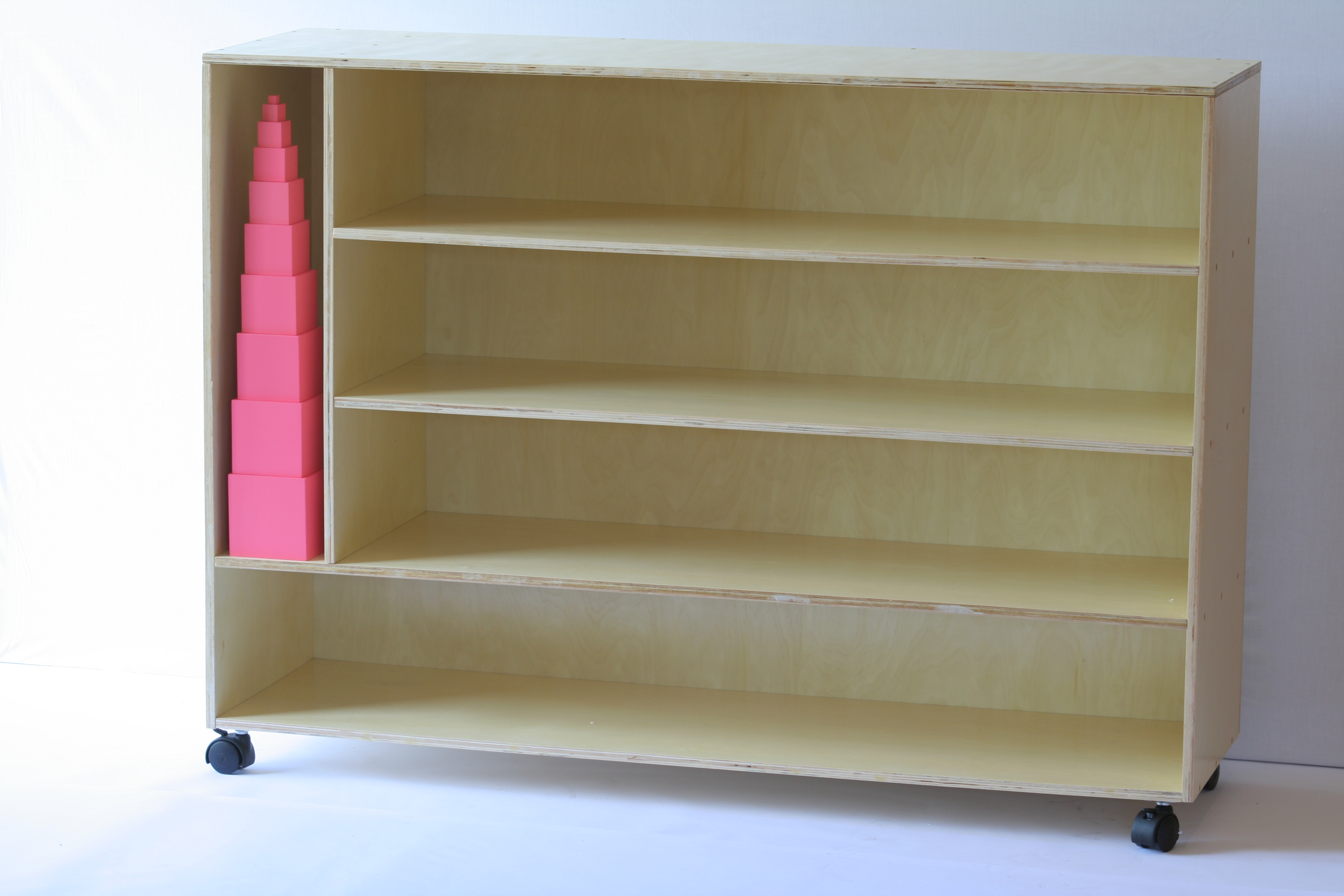 Sensorial shelf + castors (120 x 35 x 87.5 cm ) Montessori Preschool Supplies